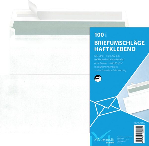 Image Büroring Briefumschlag, DIN Lang, Haftklebung, weiß, 72g