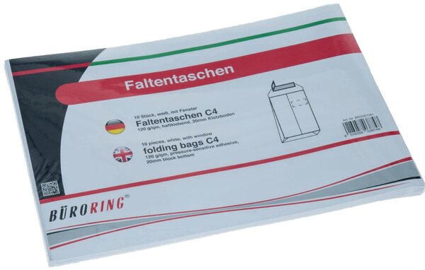 Image Faltentasche, 20mm, C4, Haftklebung, mit Fenster, 120g, weiß