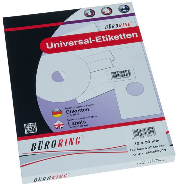 Image Büroring Etiketten, A4, 70 x 32mm, 2700 Etiketten