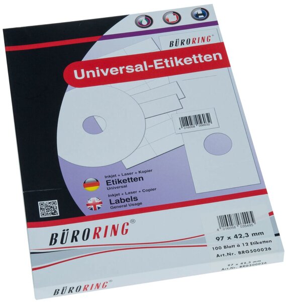 Image Büroring Etiketten, A4, 97 x 42,3mm, 1200 Etiketten