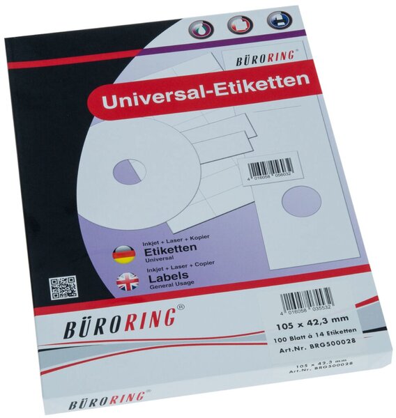 Image Büroring Etiketten, A4, 105 x 42,3mm, 1400 Etiketten