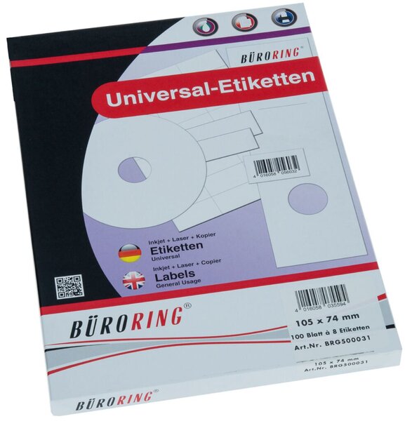 Image Büroring Etiketten, A4, 105 x 74mm, 800 Etiketten
