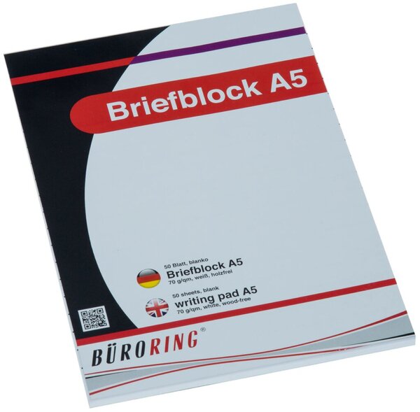 Image BüroRing Briefblock A5/50 Blatt blanko, holzfrei, weiß