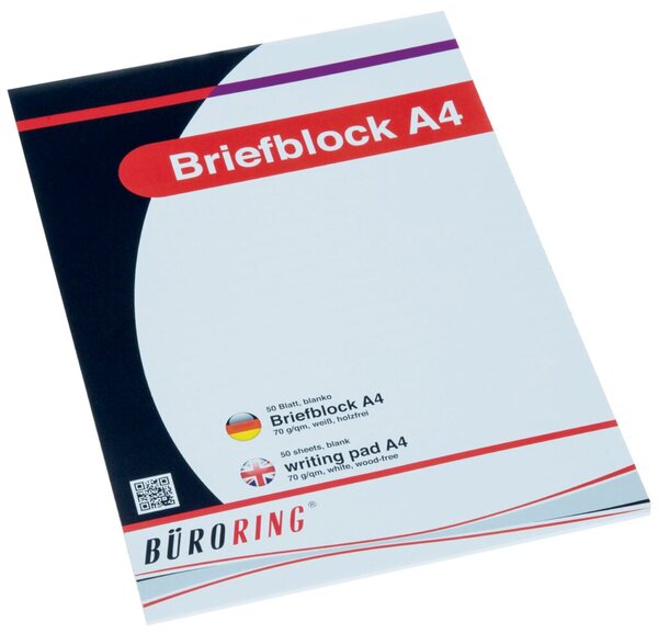 Image Büroring Briefblock A4/50 Blatt blanko, holzfrei, weiß, 70g/qm