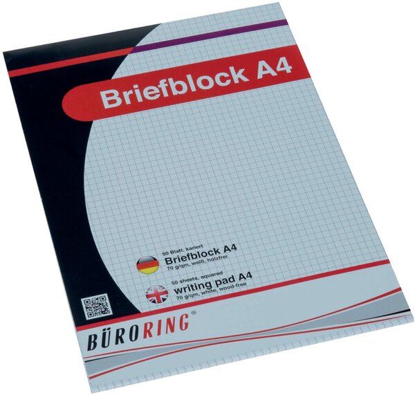 Image Büroring Briefblock A4/50 Blatt kariert, holzfrei, weiß, 70 g/qm