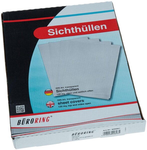 Image Büroring Aktenhüllen, genarbt, rot, Sichtmappe 120my, PP-Folie