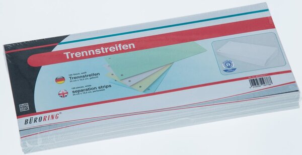 Image Büroring Trennstreifen weiß 10,5x24cm, 190g/qm Karton, gelocht