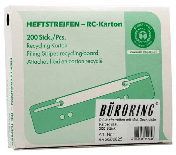Image Heftstreifen kurz RC-Recycling mit Metalldeckleiste, grau