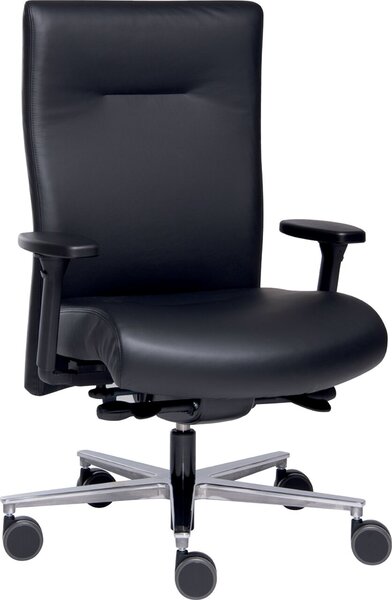 Image Bürodrehstuhl Sumo, ohne Kopfstütze mit Armlehne, Leder schwarz