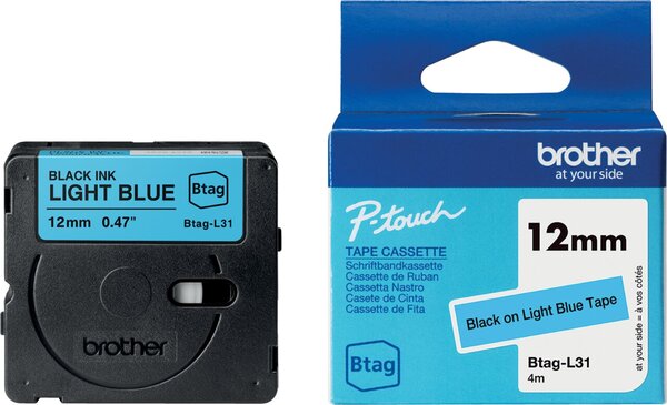 Image brother Schriftband Btag Btag-L31 BTAGL31, 12 mm schwarz auf blau