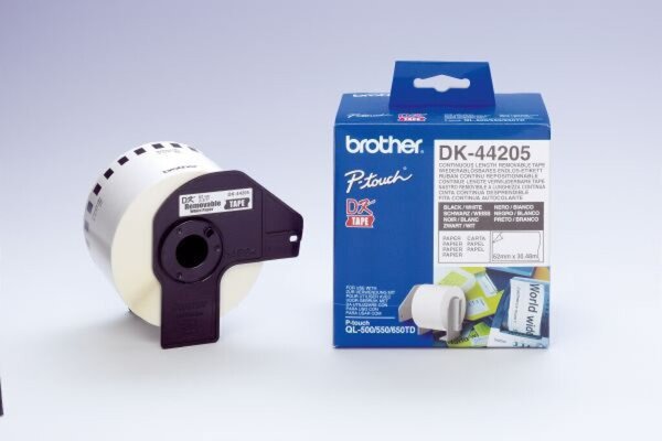 Image BROTHER Endlosseitenetiketten DK44205 Papier weiß 62mm x 30,48m