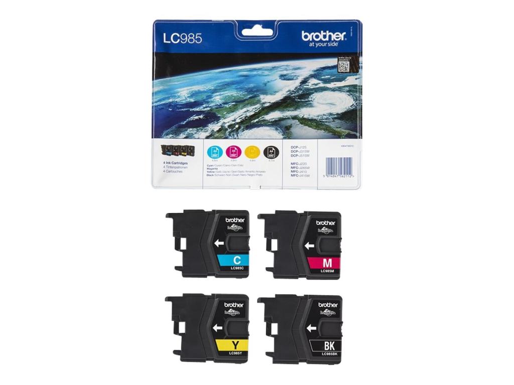 Image BROTHER LC985VALBP 4er Pack Schwarz, Gelb, Cyan, Magenta Tintenpatrone