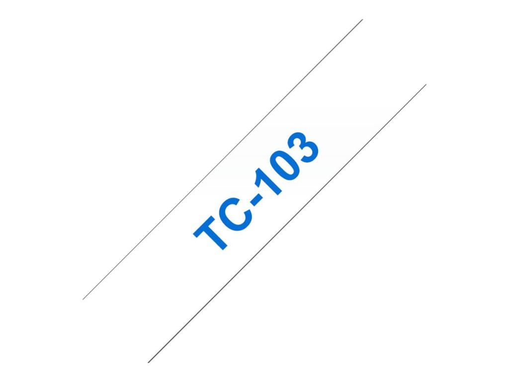 Image BROTHER TC103 Schriftbandkassette farblos blau 12mmx7.7m laminiert
