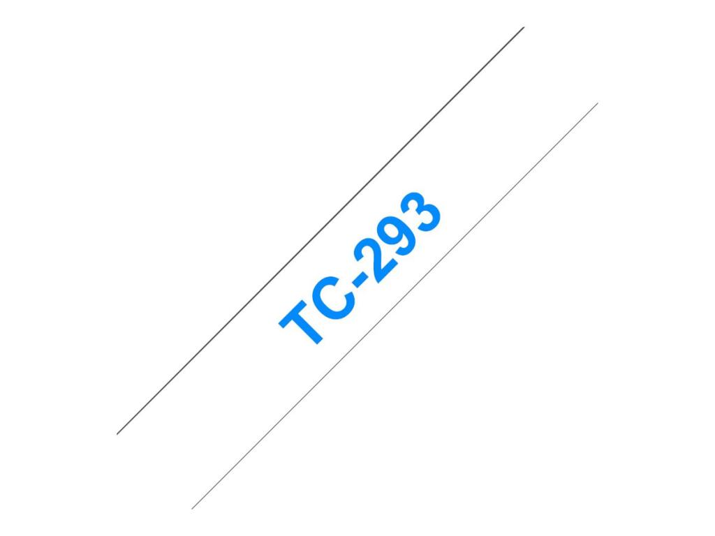 Image BROTHER TC293 Schriftbandkassette weiss blau 9mmx7.7m laminiert