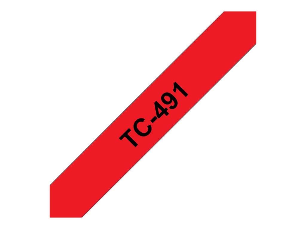 Image BROTHER TC491 Schriftbandkassette rot schwarz 9mmx7.7m laminiert