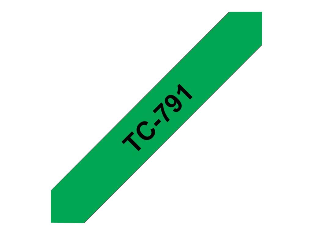 Image BROTHER TC791 Schriftbandkassette grün schwarz 9mmx7.7m laminiert