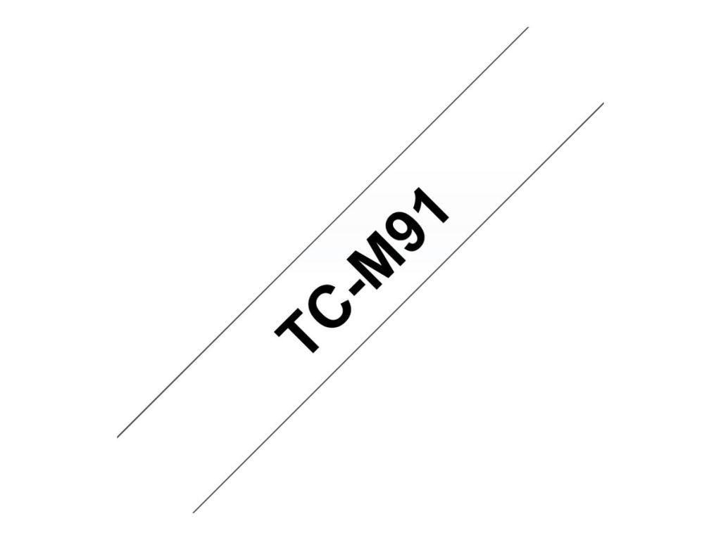 Image BROTHER TCM92 Schriftbandkassette farblosmatt schwarz 9mmx7.7m laminiert
