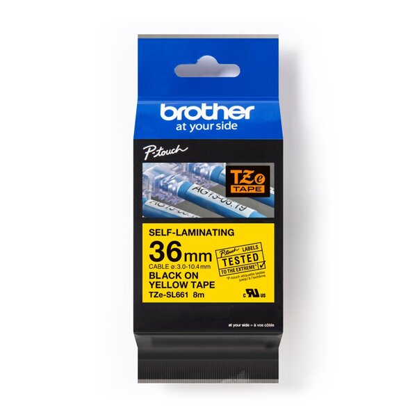 Image BROTHER TZeSL661 tape Black on Yellow 36mm