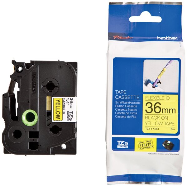 Image Farbb. P-Touch, 36mm/8m,gelb/schwarz Flexi-Tapes, laminiert