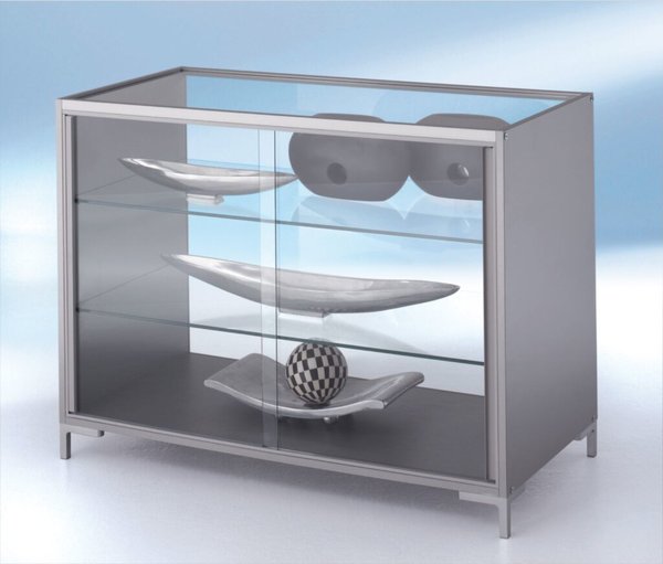 Image Thekenvitrine Dekor Silber mit 3-seitiger Verglasung
