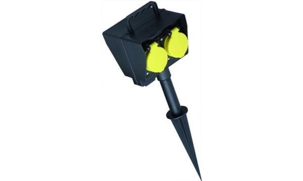 Image Bachmann Gartensteckdose IP44 394.180 mit Erdspieß und 2 Schuko-Steckdosen