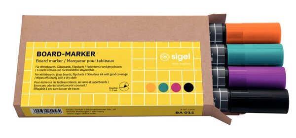 Image Board-Marker, 2-3 mm, Rundspitze, schwarz, türkis, magenta, orange, ab-
