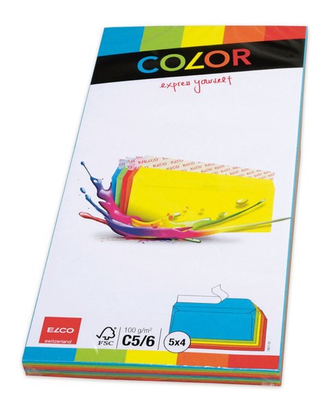 Image Briefumschlag C5/6 DL HK sortiert (blau,grün,gelb,orange,rot) 100g