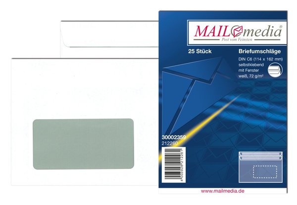 Image Briefumschlag C6, mit Fenster, SK, 75 g/qm, weiß