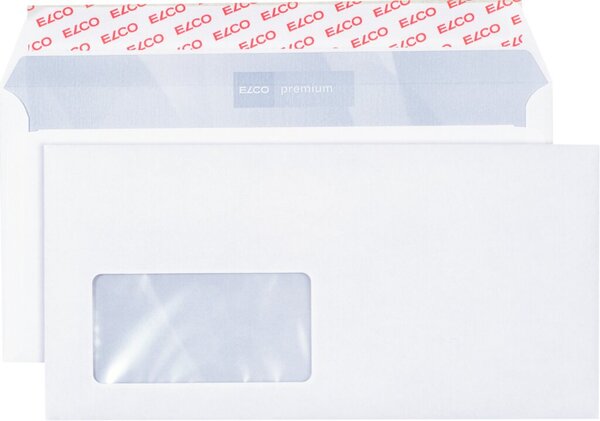 Image Briefumschlag hochweiss mit grauem Innendruck, DL, 100 g, Haftklebung,