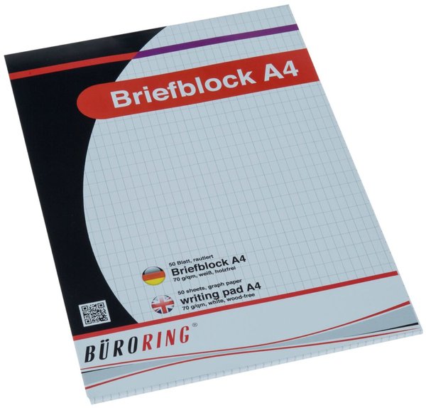 Image BüroRing Briefblock, A4/50 Blatt, rautiert, holzfrei, weiß, 70 g/qm