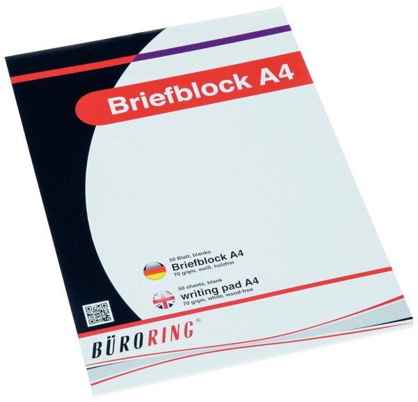 Image Büroring Briefblock A4/50 Blatt blanko, holzfrei, weiß, 70g/qm