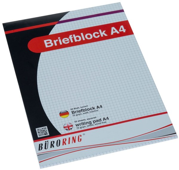 Image Büroring Briefblock A4/50 Blatt kariert, holzfrei, weiß, 70 g/qm