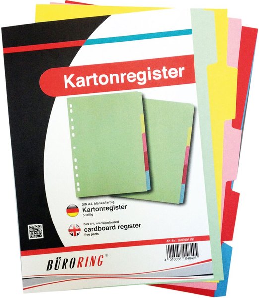 Image Büroring Karton Register A4 5-tlg. 5-farbig 175g/qm