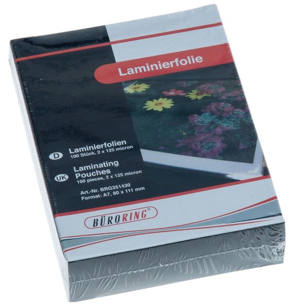 Image Büroring Laminierfolie, A7, 80 x 111mm, 125mic