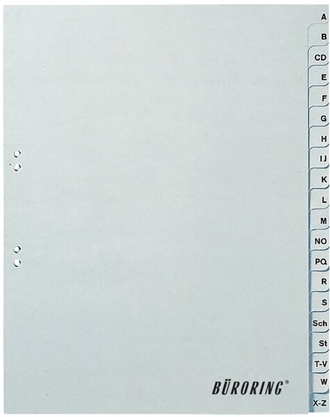 Image Büroring Register A-Z, Vollformat A4, 20-teilig, PP-Folie, grau