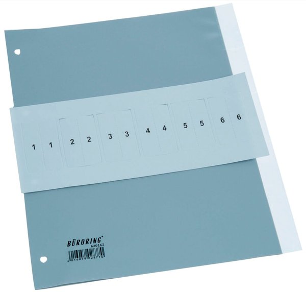 Image Büroring Register A4, 5tlg., Taben auswechselbar, PP-Folie, grau,