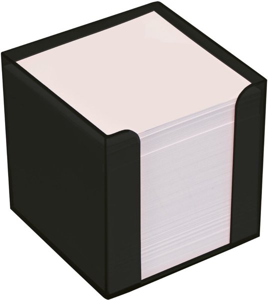 Image Büroring Zettelbox schwarz Kunststoff, 9x9x9cm, weißes Papier