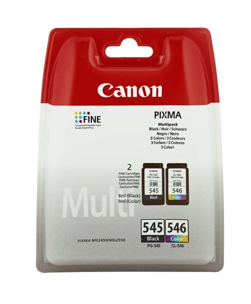 Image CANON PG 545 / CL 546 Multipack 2er Pack Schwarz, Farbe (Cyan, Magenta, Gelb) T