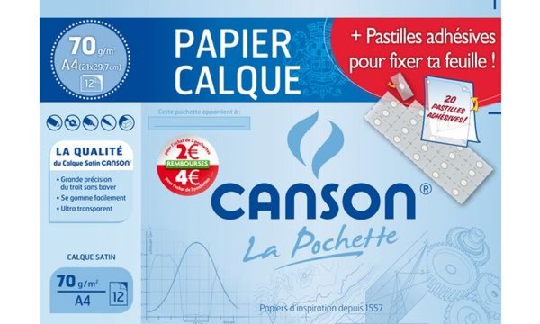 Image CANSON Zeichenpapier, satiniert, DI N A4, 70 g/qm (5299021)