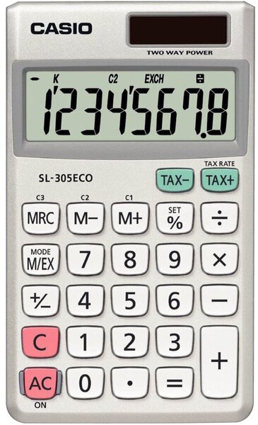 Image CASIO SL-305ECO - Taschenrechner - 8 Stellen - Solarpanel, Batterie (SL-305 ECO)
