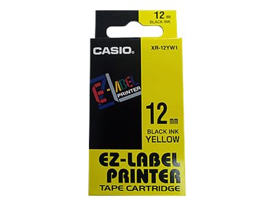 Image CASIO Schriftband Casio XR XR-12YW1 Bandfarbe: Gelb Schriftfarbe:Schwarz 12 mm 