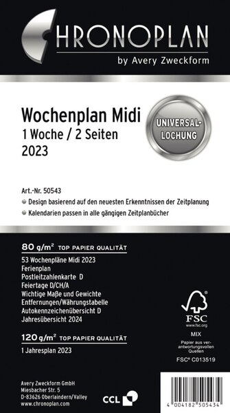 Image CHRONOPLAN Wochenplan 2023, 1 Woche/2Seiten, Midi, Spalten