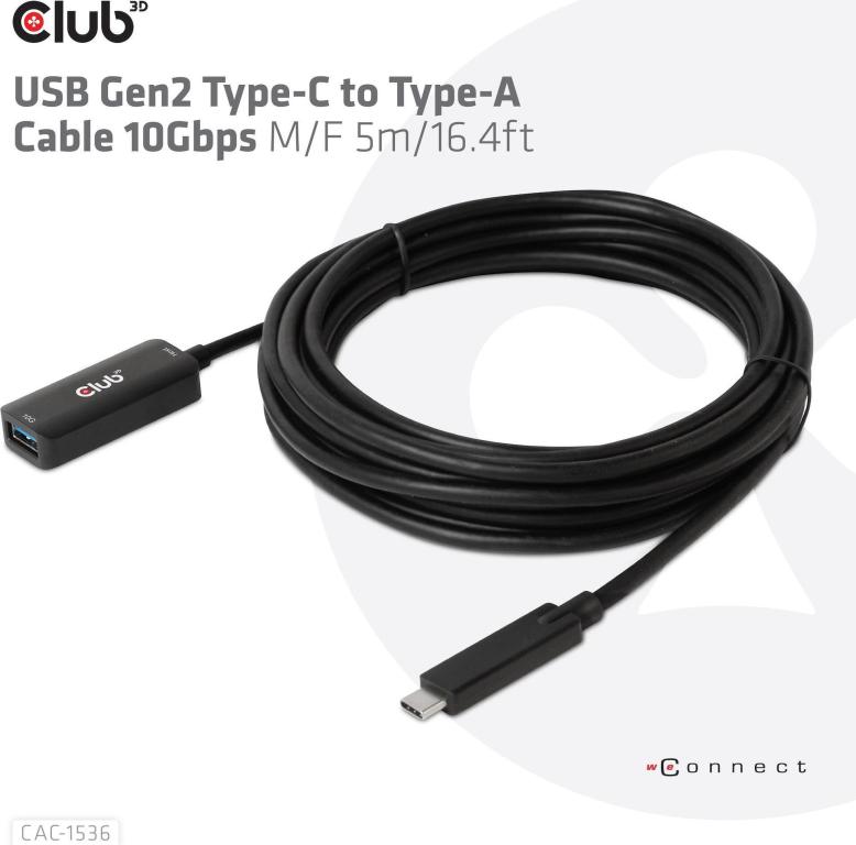 Image CLUB3D Club 3D - USB-Verlängerungskabel - USB-C (M) bis USB Typ A (W) - USB 3.1