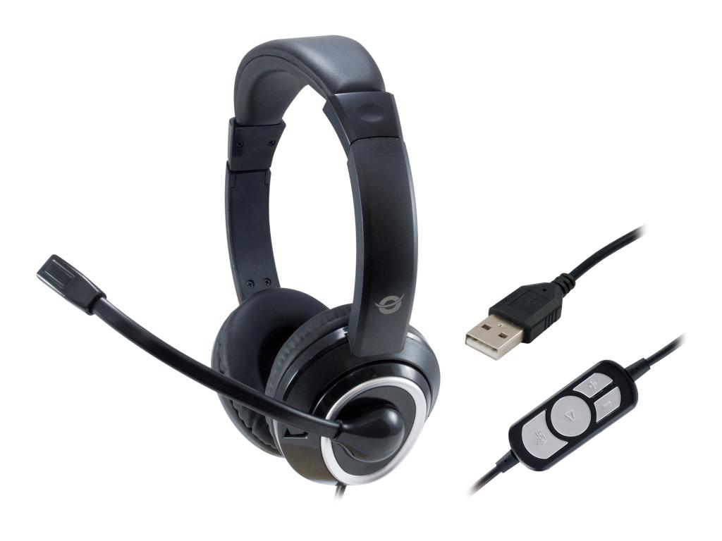 Image CONCEPTRONIC Headset USB 2m Kabel,Mikro,Fernb. Stereo sw