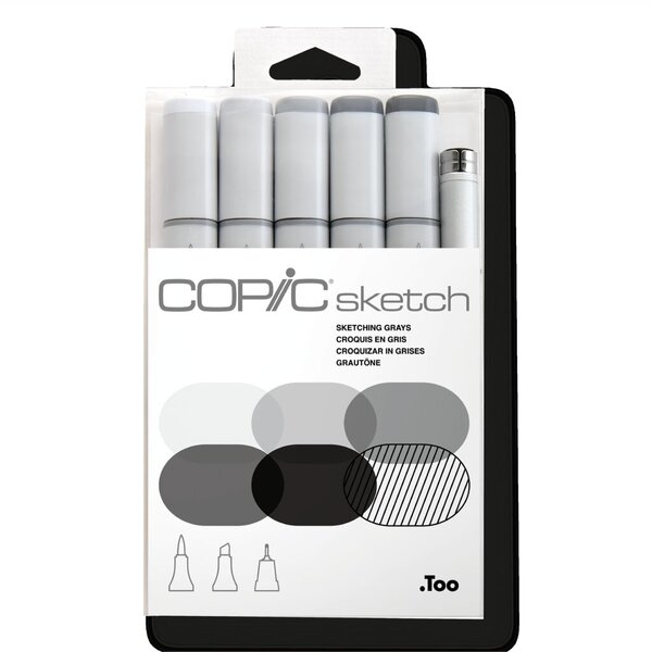 Image COPIC Marker sketch, 6er Set "Sketching Grays" Tinte auf Alkoholbasis, schnell 