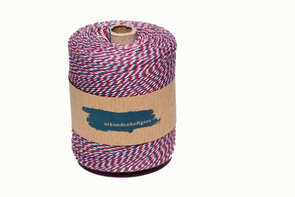 Image Urkunden-Heftgarn blau/weiß/rot Rolle ca. 360m