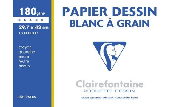 Image Clairefontaine Zeichenpapier Blanc à Grain, 297 x 420 mm (87000402)