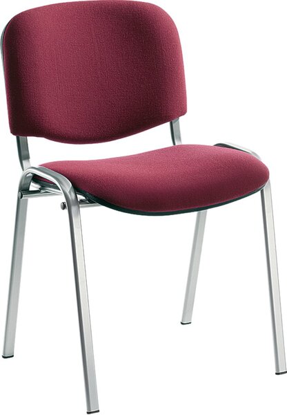 Image Besucherstuhl aus alusilberf. Stahl- rohr, bordeaux-rot gepolstert