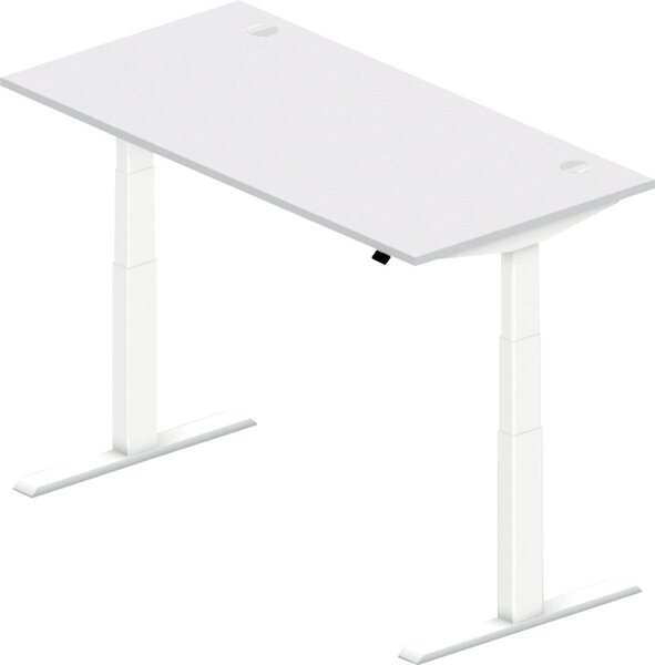 Image Sitz-/Stehschreibtisch 1600mm Dekor lichtgrau, Modell Comcort, T-Fuß