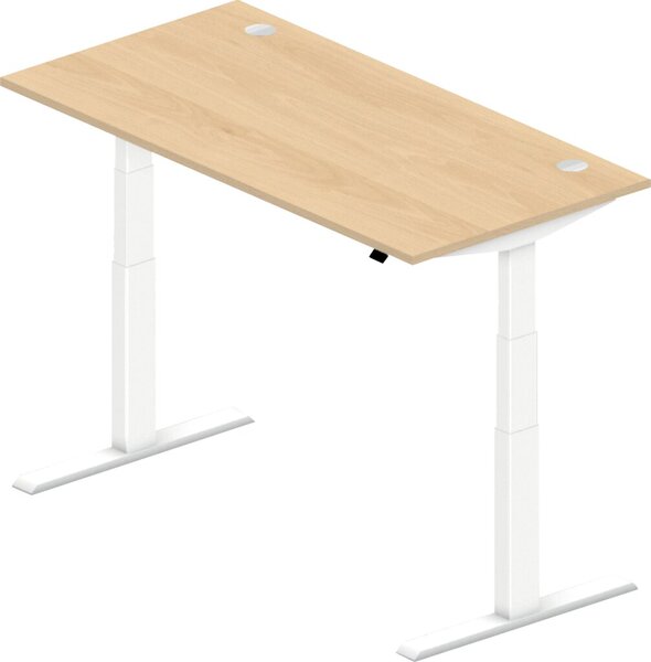 Image Sitz-/Stehschreibtisch 1600mm Dekor buche, Modell Comcort, T-Fuß